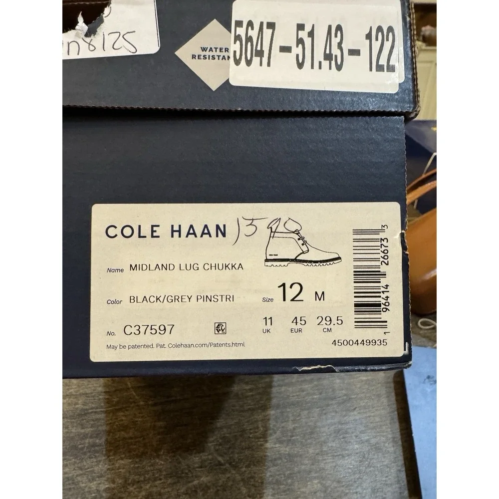 Cole Haan Men's Midland Lug Chukka Boot Black Gray Size 12 Leather